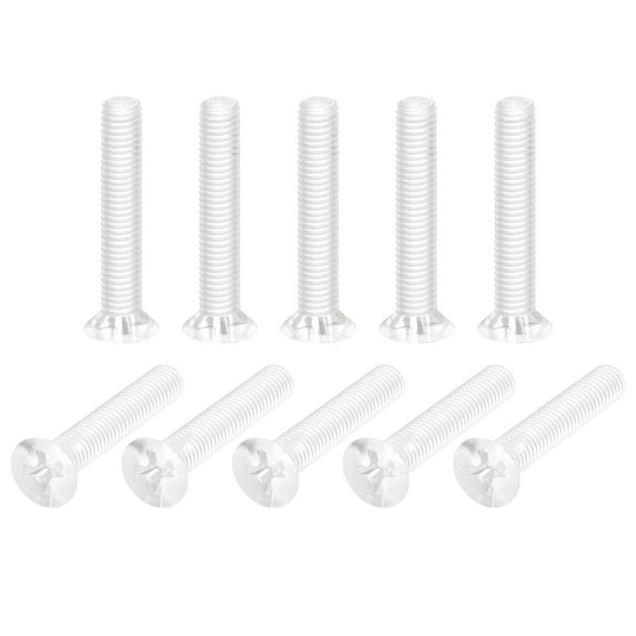 Uxcell M5x30mm Plastic Phillips Machine Screws, PC Flat Head Machine Bolts 25 Pack