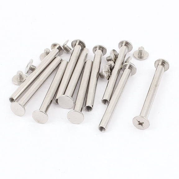 Uxcell M5x50mm Nickel Plated Binding Screw Post for Scrapbook Photo Albums (10-pack)