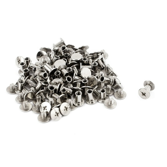Uxcell M5x8mm Nickel Plated Binding Screw Post for Scrapbook Photo Albums (50-pack)