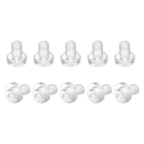 Uxcell M5x8mm Plastic Phillips Bolts PC Pan Head Machine Screws Transparent 50 Pack