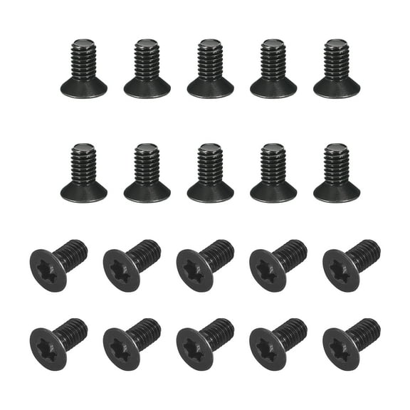 Uxcell M6-1.0x12mm Flat Head Torx Anti Theft Machine Screws, 20Pack 10.9 Grade Alloy Steel, Torx Drive, Countersunk Head, Full Thread, Black Oxide Finish