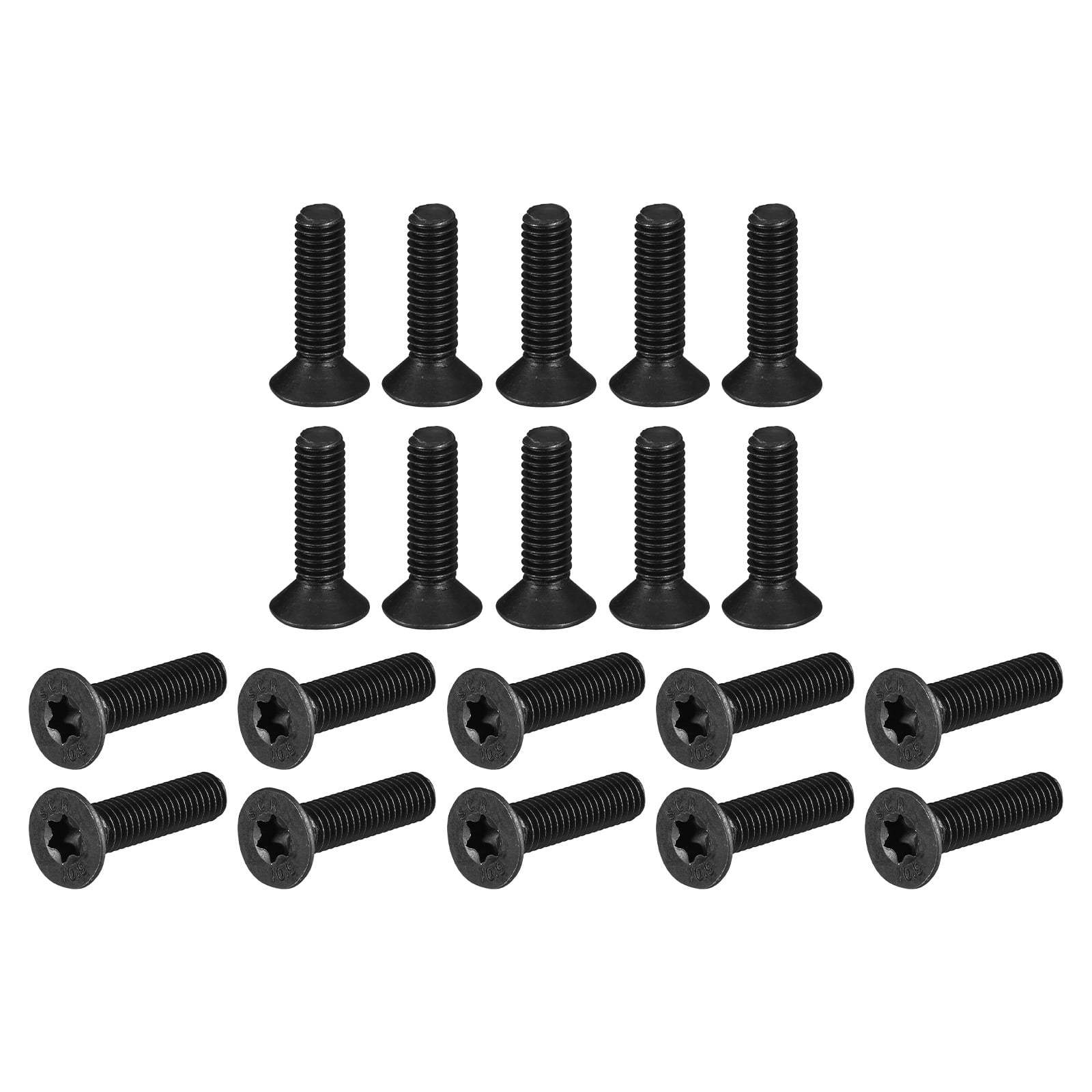 Uxcell M6-1.0x25mm Flat Head Torx Anti Theft Machine Screws, 100 Pack 10.9 Grade Alloy Steel, Countersunk Head, Full Thread