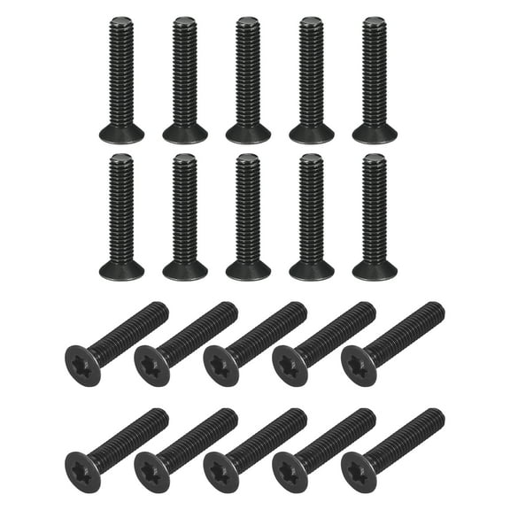 Uxcell M6-1.0x30mm Flat Head Torx Anti Theft Machine Screws, 20Pack 10.9 Grade Alloy Steel, Torx Drive, Countersunk Head, Full Thread, Black Oxide Finish