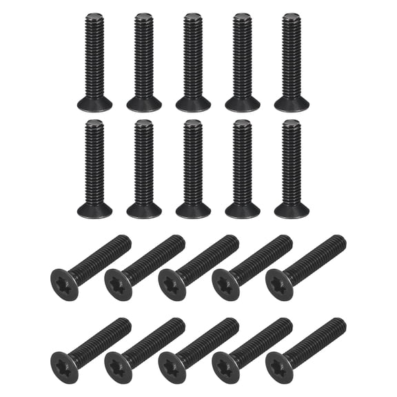Uxcell M6-1.0x30mm Flat Head Torx Anti Theft Machine Screws, 30Pack 10.9 Grade Alloy Steel, Torx Drive, Countersunk Head, Full Thread, Black Oxide Finish
