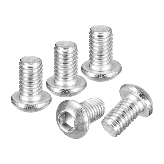 Uxcell M6-1x10mm Button Head Socket Cap Screws - 10Pack - Good for Road Bicycle, Mountain Bike, Auto, Motorcycle - 316 Stainless Steel Whitewashed - Hex Drive Fasteners