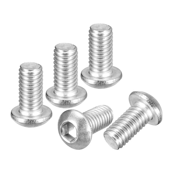 Uxcell M6-1x12mm Button Head Socket Cap Screws - 50Pack - Good for Road Bicycle, Mountain Bike, Auto, Motorcycle - 304 Stainless Steel Whitewashed - Hex Drive Fasteners