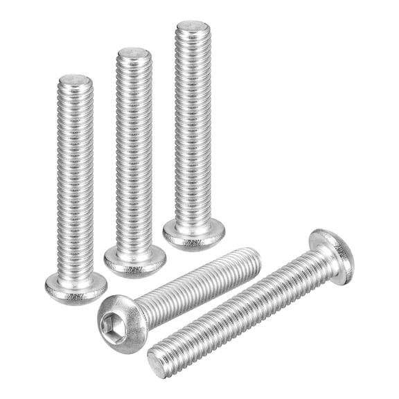 Uxcell M6-1x35mm Button Head Socket Cap Screws - 30Pack - Good for Road Bicycle, Mountain Bike, Auto, Motorcycle - 304 Stainless Steel Whitewashed - Hex Drive Fasteners