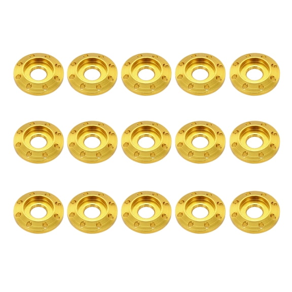 Uxcell M6 Aluminum Eight Holes Washer, Aluminum Alloy Disc Washer Anodized Colorful Decorative Gasket for Drones/RC/FPV /Electric Motorcycle(Pack of 15, Gold)