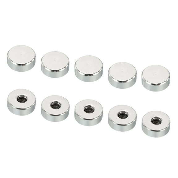 Uxcell M6 Cap Nut Bolt Cover Screw Caps Insert Female Thread Flat Knob Silver Tone 10 Pack