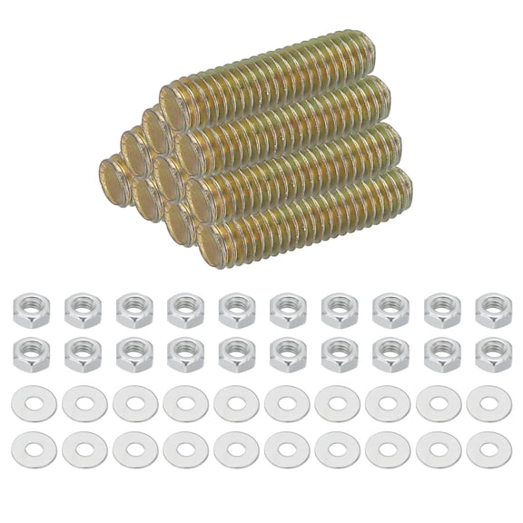 Uxcell M6 Carbon Steel Fully Threaded Rods, 25 Set 25mm/1" L Threaded Studs, Colored Zinc Tone