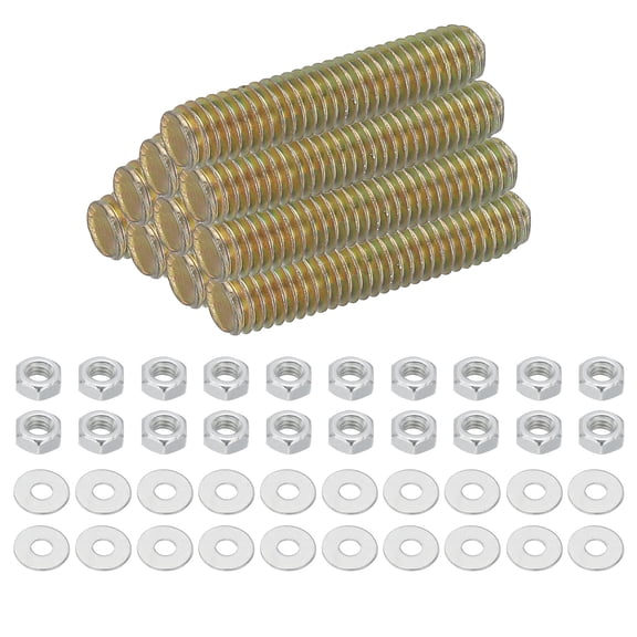 Uxcell M6 Carbon Steel Fully Threaded Rods, 25 Set 30mm/1.2" L Threaded Studs, Colored Zinc Tone