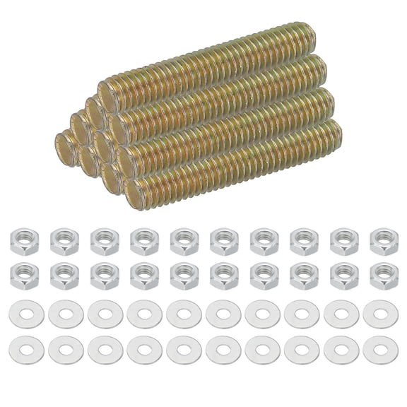 Uxcell M6 Carbon Steel Fully Threaded Rods, 25 Set 35mm/1.4" L Threaded Studs, Colored Zinc Tone