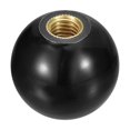 thumbnail image 1 of Uxcell M6 Copper Thread 20mm Dia Threaded Ball Knobs for Machine Handle, Black, 1 of 6