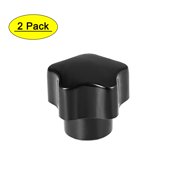 Uxcell M6 Female Thread 24mm Head Brass Insert Star Knobs Black 2 Pack