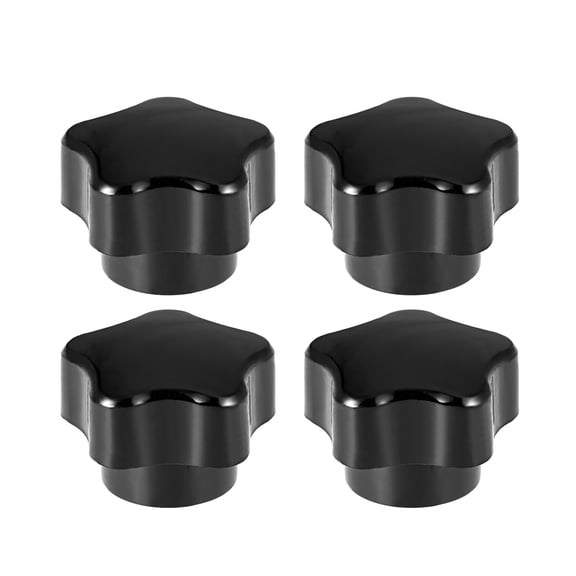 Uxcell M6 Female Thread 30.5mm Head Brass Insert Star Knobs Black 4 Pack