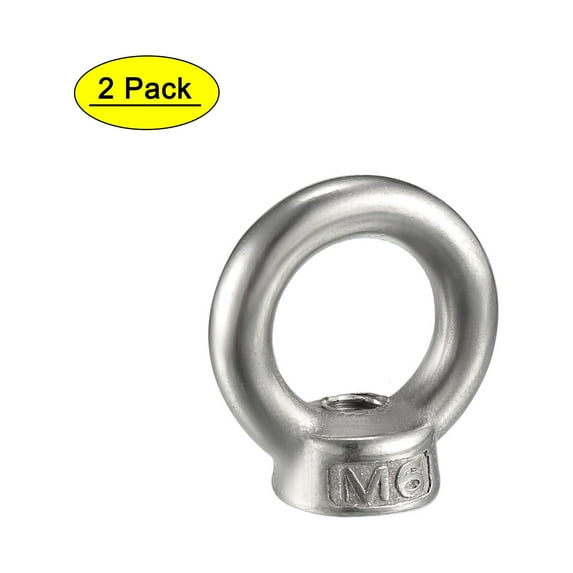 Uxcell M6 Female Thread Lifting Eye Nuts Ring 304 Stainless Steel Silver Tone 2pcs