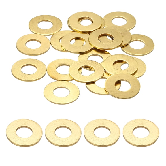 Uxcell M6 Flat Washers, (6mm ID 14mm OD 1mm Thickness, Golden) (32 Pcs), Brass Metric Sealing Gasket Ring Crush Washer Spacers for Faucets/Garden/Bolts/Screws/ Hose Pipe
