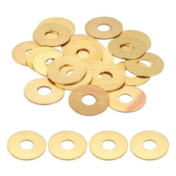Uxcell M6 Flat Washers, (6mm ID 18mm OD 1mm Thickness, Golden) (25 Pcs), Brass Metric Sealing Gasket Ring Crush Washer Spacers for Faucets/Garden/Bolts/Screws/ Hose Pipe