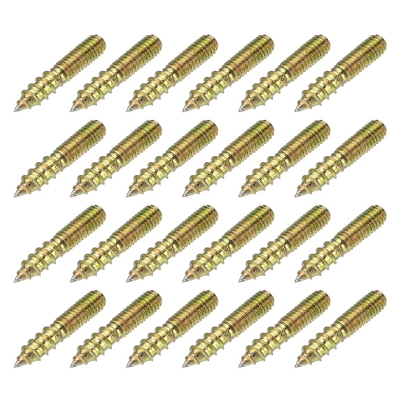 Uxcell M6 Hanger Bolts, 1.2"(30mm) Length Double Headed Bolts Self-Tapping 6mm Screw Wood Dowel Screw Bolt Furniture Accessories - Fitting for (Wood Joint Furniture Legs) 24 Pcs