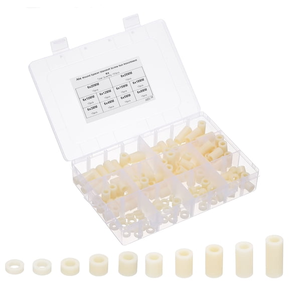 Uxcell M6 Nylon Spacer, 150Pcs Round Standoff Spacers Non-Threaded, White