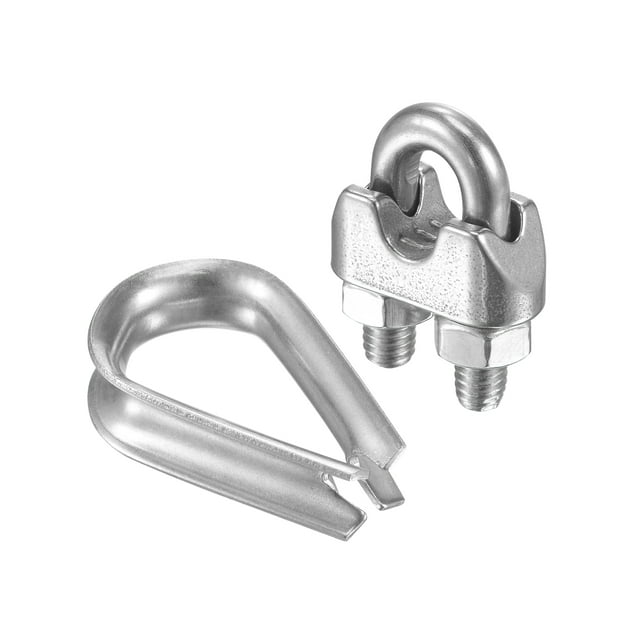 Uxcell M6 Stainless Steel Wire Rope Clip Kit, Included Rope Clamp 10 Pack Thimble Rigging 10 Pack