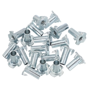 Uxcell M6 T-Nuts, Zinc Plated Steel 4-Pronged Tee Blind Nut 20 Mm Length Four-jaw T Nuts Zinc Plated Steel 4 Pronged Tee Blind Nut 20 Mm Length Four Jaw T Nuts Threaded Inserts Hardware 20 Pcs