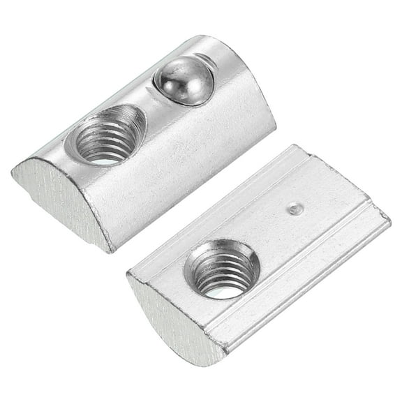 Uxcell M6 T Spring Nut, 25 Pack 4040 Series Half Round Roll in Spring Nut, Carbon Steel Nickel Plated Roll Ball Elastic Nut with Slot 8mm for 4040 Series Aluminum Extrusion Profile