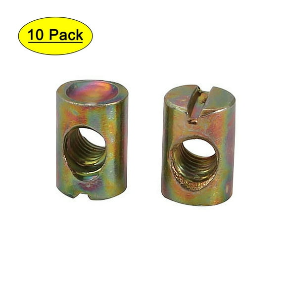 Uxcell M6 Thread 15mm Height Zinc Plated Iron Slotted Drive Cross Dowel Nuts 10 Pack