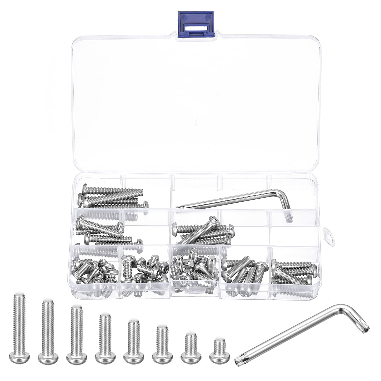 Uxcell M6 Torx Security Screws Kit, (M6x10/12/16/20/25/30/35/40mm)55pcs Round Head W 1pcs T30 Wrench Bolts