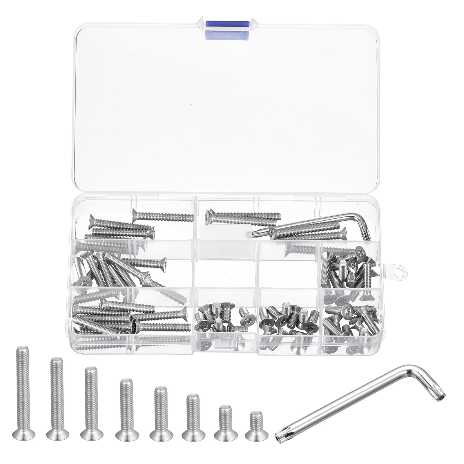 Uxcell M6 Torx Security Screws Kit, (M6x10/12/16/20/25/30/35/40mm)70pcs Countersunk Head W 1pcs T30 Wrench Bolts