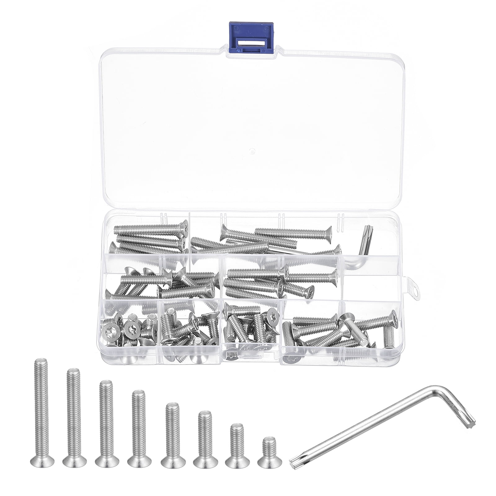 Uxcell M6 Torx Security Screws Kit, (M6x10/16/20/25/30/35/40/45mm)65pcs Countersunk Head W 1pcs T30 Wrench Bolts