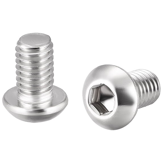 Uxcell M6 x 0.39'' Hex Socket Round Head Screw Fasteners Bolts 304 Stainless Steel Silver Tone 10PCS