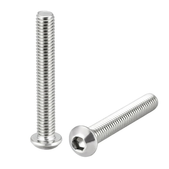 Uxcell M6 x 1.57'' Hex Socket Round Head Screws Fasteners Bolt 304 Stainless Steel Silver Tone 20PCS
