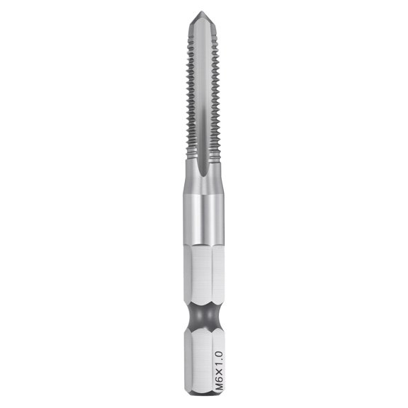 Uxcell M6 x 1 Straight Flute Tap - M2 High Speed Steel Metric Right Hand Thread Taps Polished Finish Screw Thread Milling Machine Taps Threading Tapping