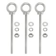 thumbnail image 1 of Uxcell M6 x 100mm Lifting Shoulder Eye Bolt Stainless Steel Lifting Ring Threaded Eyebolt with Nuts and Washers 3Pcs, 1 of 6