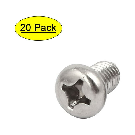 Uxcell M6 x 10mm 304 Stainless Steel Round Head Machine Screws Bolt 20 Pack