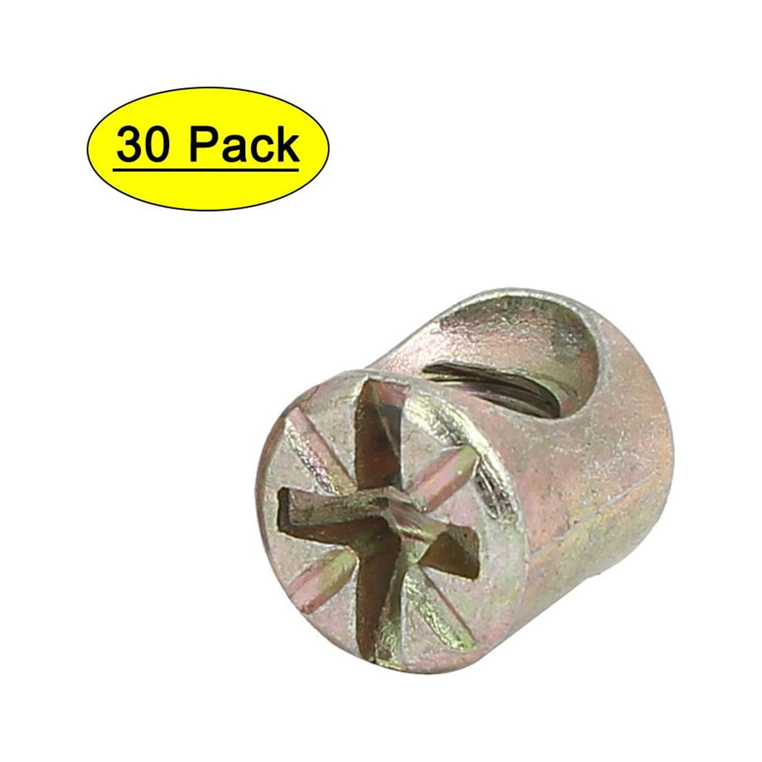 Uxcell M6 x 10mm Cross Dowel Slotted Metal Barrel Nuts (30-pack