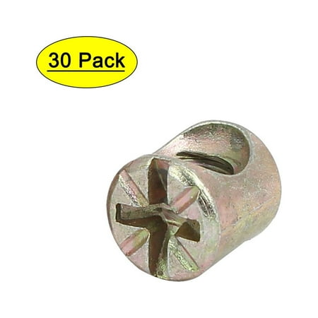 Uxcell M6 x 10mm Cross Dowel Slotted Metal Barrel Nuts (30-pack)