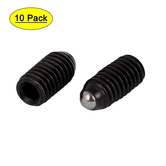 Uxcell M6 x 10mm Hex Socket Drive Spring Ball Plunger Screw Black (10-pack)