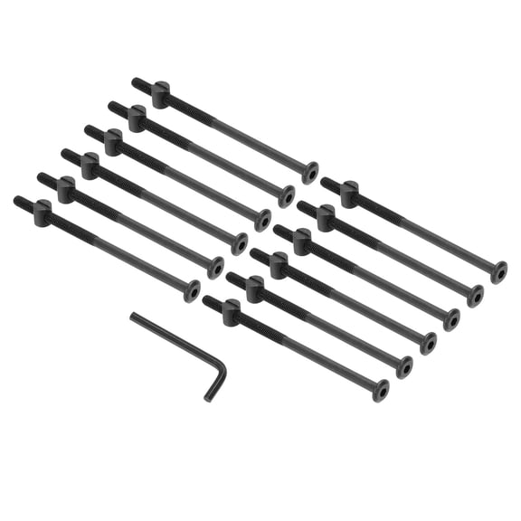 Uxcell M6 x 120mm Bunk Bed Bolts, 12Pcs Hex Socket Screws Nuts with Wrench Black