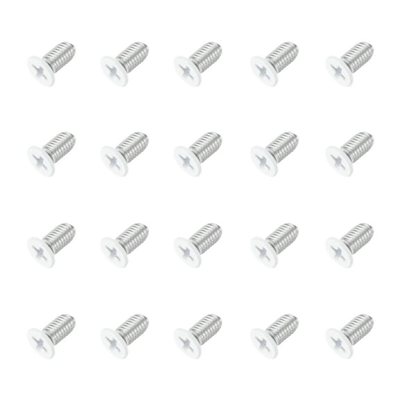 Uxcell M6 x 12mm Flat Countersunk Head Machine Screws 304 Stainless Steel Full Thread Phillips Drive Cross Screw for Furniture Connection Electrical Appliances (White, Pack of 20)