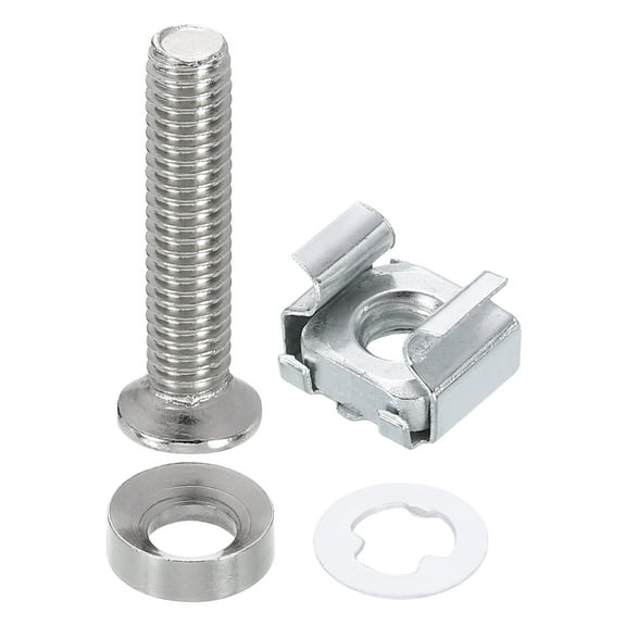 Uxcell M6 x 13mm Rack Mount Cage Nut, 20 Pcs Carbon Steel Rack Screws Zinc Square Snap-in Cage Nut for Mount Server Cabinet Shelves Routers Audio Console, Silver