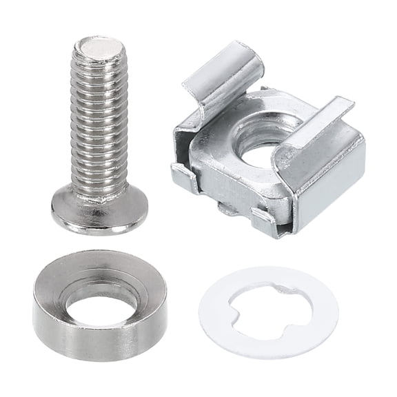Uxcell M6 x 13mm Rack Mount Cage Nut, 50 Pcs Carbon Steel Rack Screw Zinc Square Snap-in Cage Nuts for Mount Server Cabinet Shelves Routers Audio Console, Silver