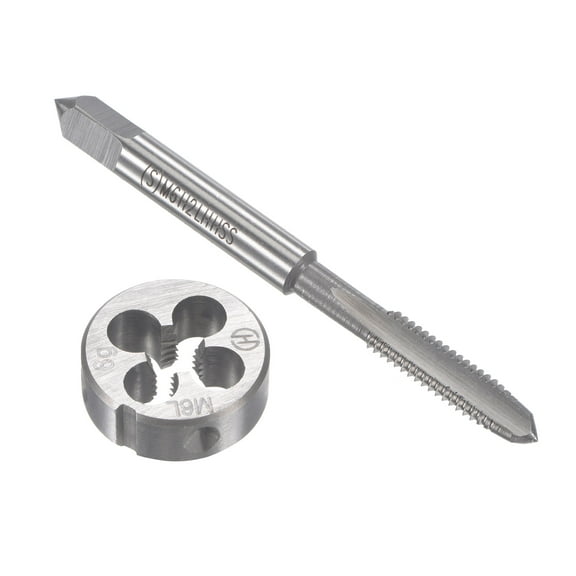 Uxcell M6 x 1mm Metric Left Hand Tap and Die Set Machine Thread Tap with Round Die