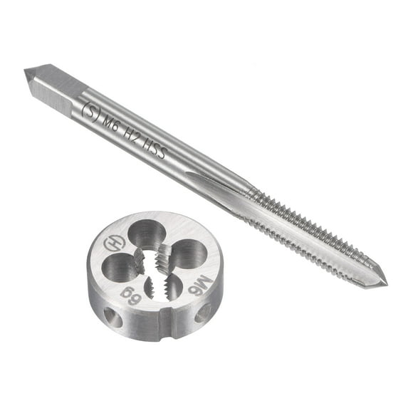 Uxcell M6 x 1mm Metric Tap and Die Set Machine Thread Tap with Round Die