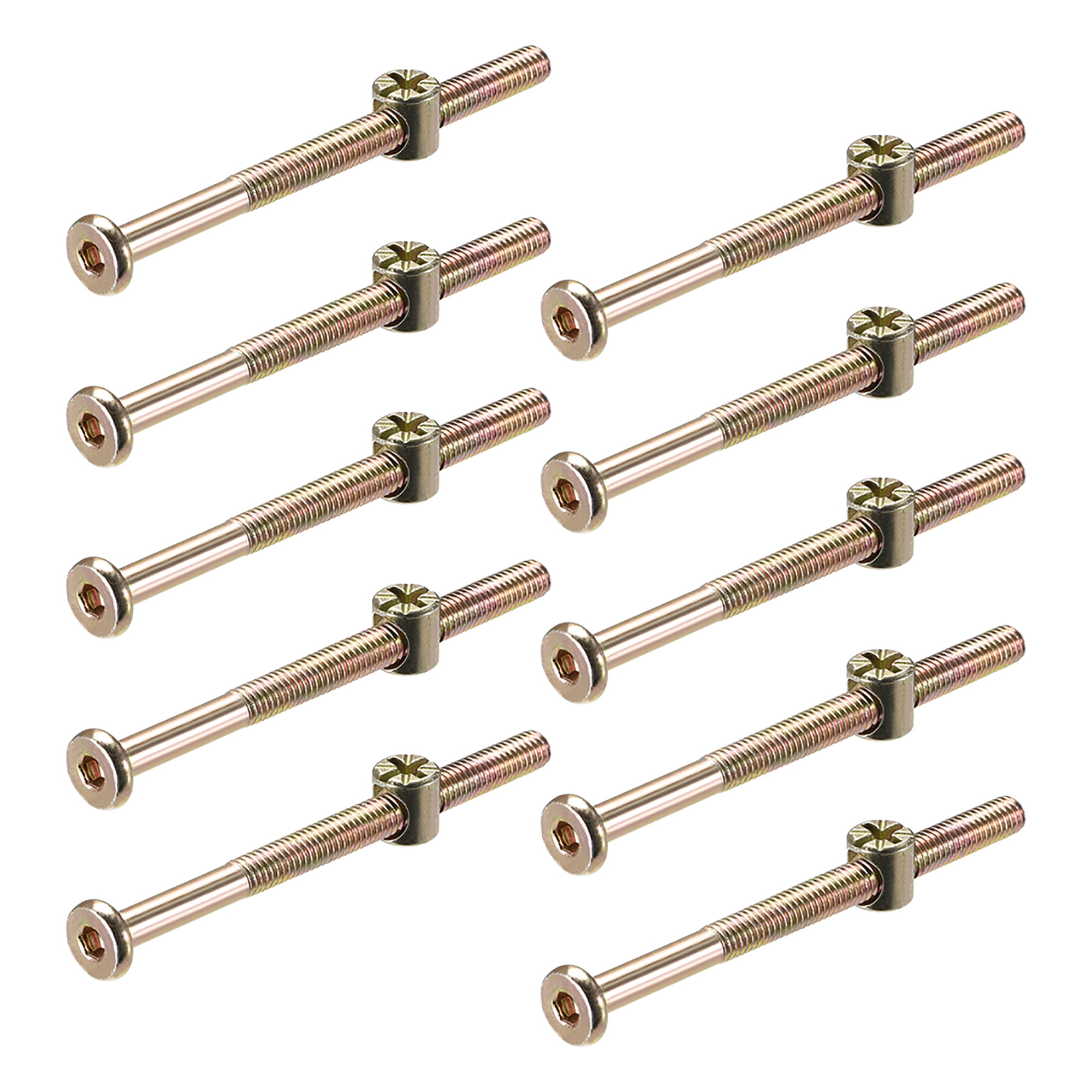 Uxcell M6 x 2.76'' Furniture Bolts Nut Set Hex Socket Screw with Barrel ...