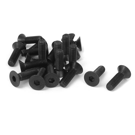 Uxcell M6 x 20mm Metric Hex Socket Metal Countersunk Flat Head Screw Bolts Black (20-pack)
