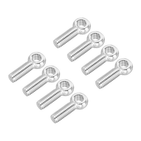 Uxcell M6 x 20mm Shoulder Swing Lifting Eye Bolt, 8 Pcs 304 Stainless Steel Full Thread Machinery Fisheye Eye Hole Rigging Bolt for Home Renovation Pipeline Gate Valves, Silver