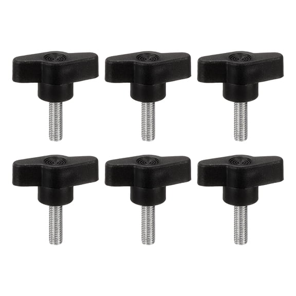 Uxcell M6 x 20mm Tee Wing Thumb Screws, 6Pcs Carbon Steel Mechanical Handle Bolt Thumb Screws for Remove Replace Hand Clamping Tightening Knobs Power Supply, Black