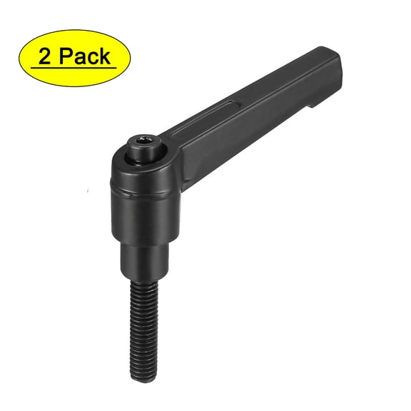 Uxcell M6 x 25mm Adjustable Clamping Lever Handle with Stud Black 2 Pack
